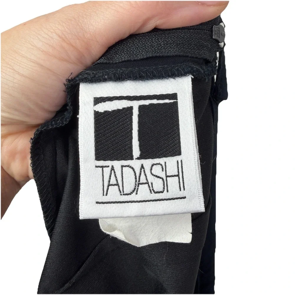 Vintage Tadashi Black Rayon Multi Slit Skirt Womens Size‎ 4 Old Money Mob Wife
